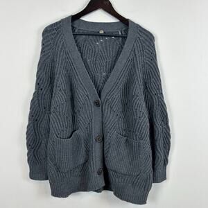 Margaret O'Leary Merino Wool Cale Knit Cardigan Sweater in Grey Size Small